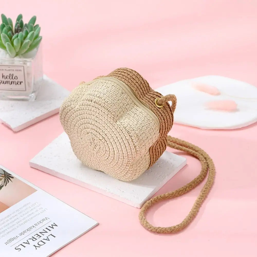 Flower Woven Crossbody Bag