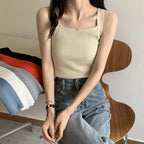 Ribbed Square-Neck Tank Top