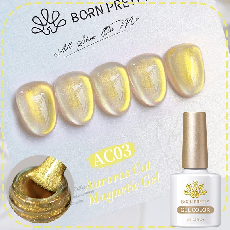 BORN PRETTY 10ml Water Light Cat Magnetic Gel Nail Polish Shining Super Sliver-light Holographics Soak Off UV Gel Varnish