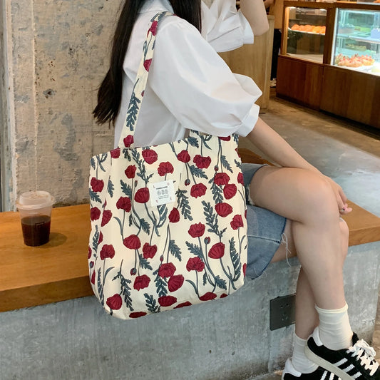 Floral Canvas Tote Bag