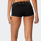 Studded Foldover Shorts