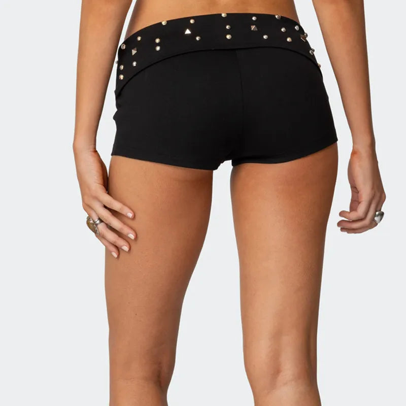 Studded Foldover Shorts