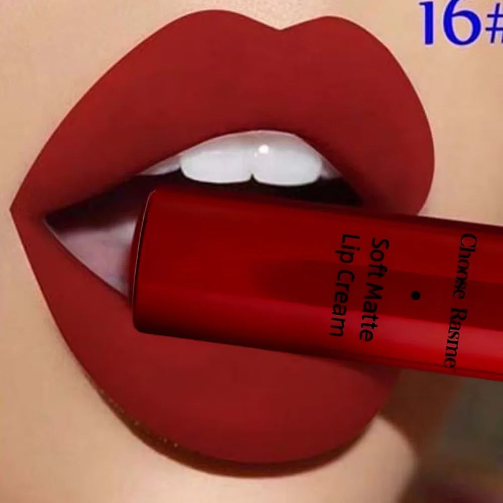 QIBEST Sexy Velvet Matte Lip Gloss Liquid Lipstick Lipgloss Beauty Red Nude Waterproof Long-lasting Lip Stain Makeup For Women