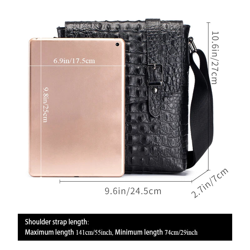 Crocodile Pattern Leather Messenger Bag