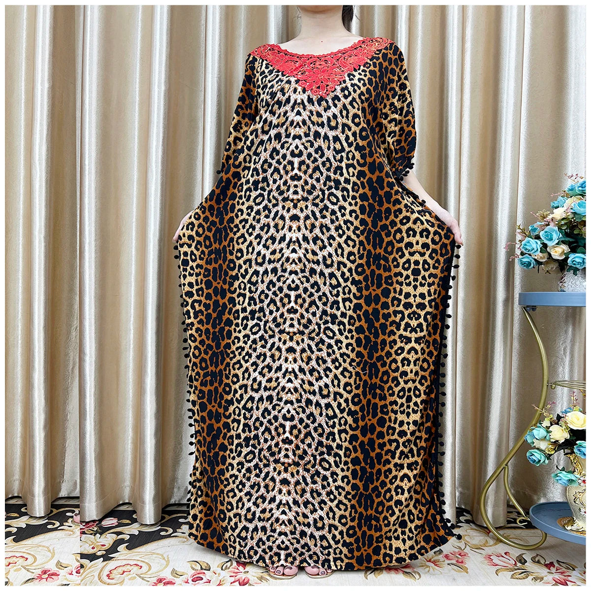 New Flower Sleeve African Dresses For Women Muslim Abaya Dubai Turkey Muslim Fashion Hijab Cotta Dress American Islam Clothing