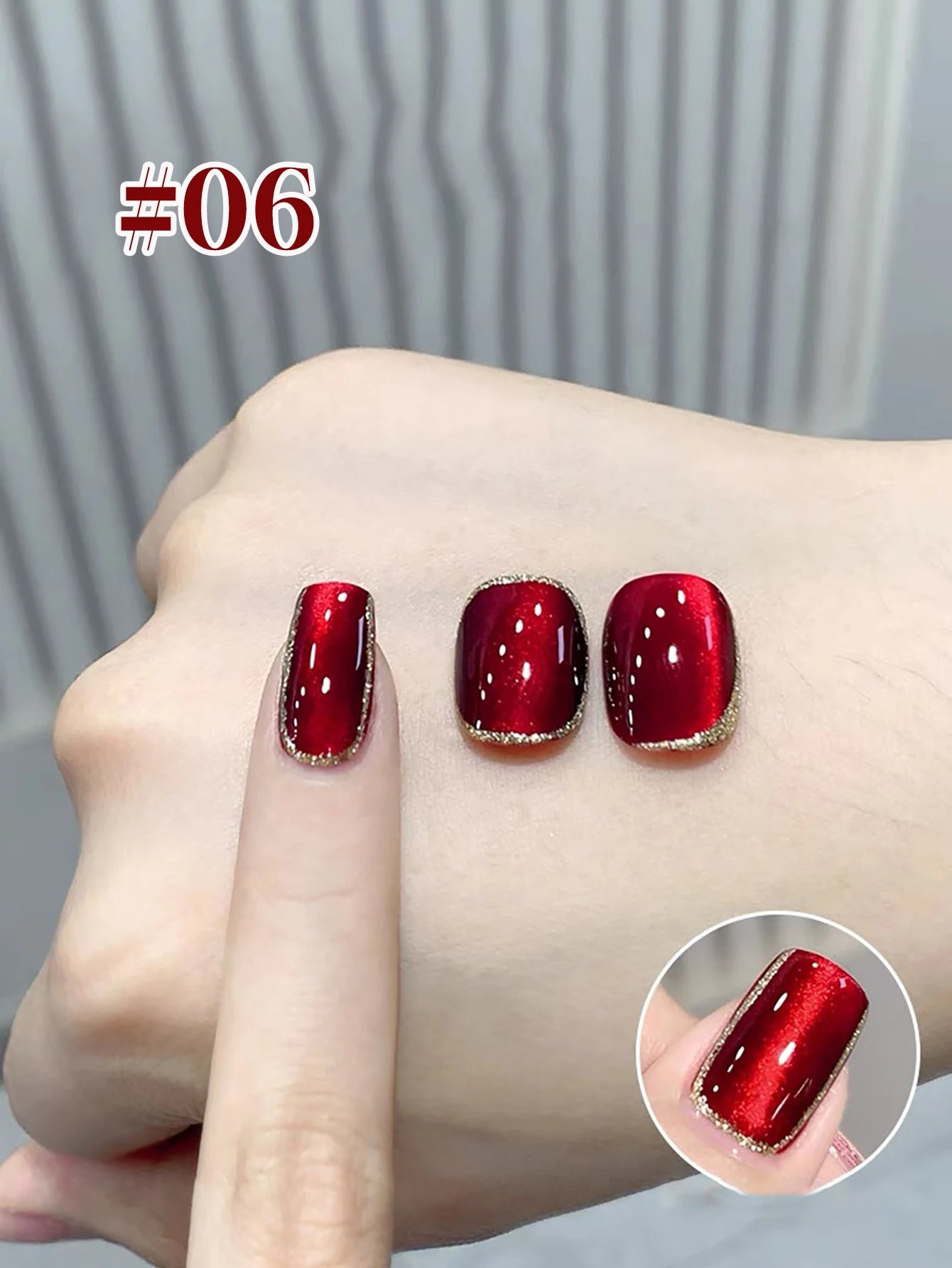 10ML 1-8PCS Red Cat Eye Nail Polish Red Nails 2026 New Cherry Wine Deep Red Glass Bead Magnet Cat Eye Spear Crystal Gel