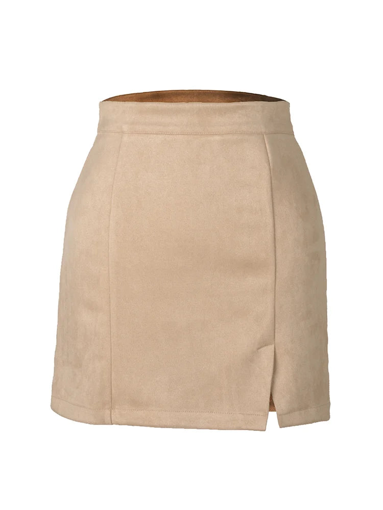 MiuKoMiYa A Line Suede Mini Skirt