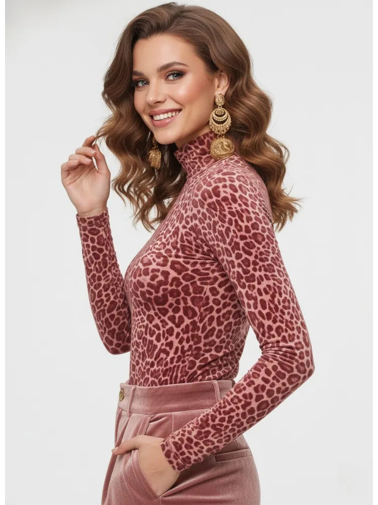 Leopard Print Turtleneck