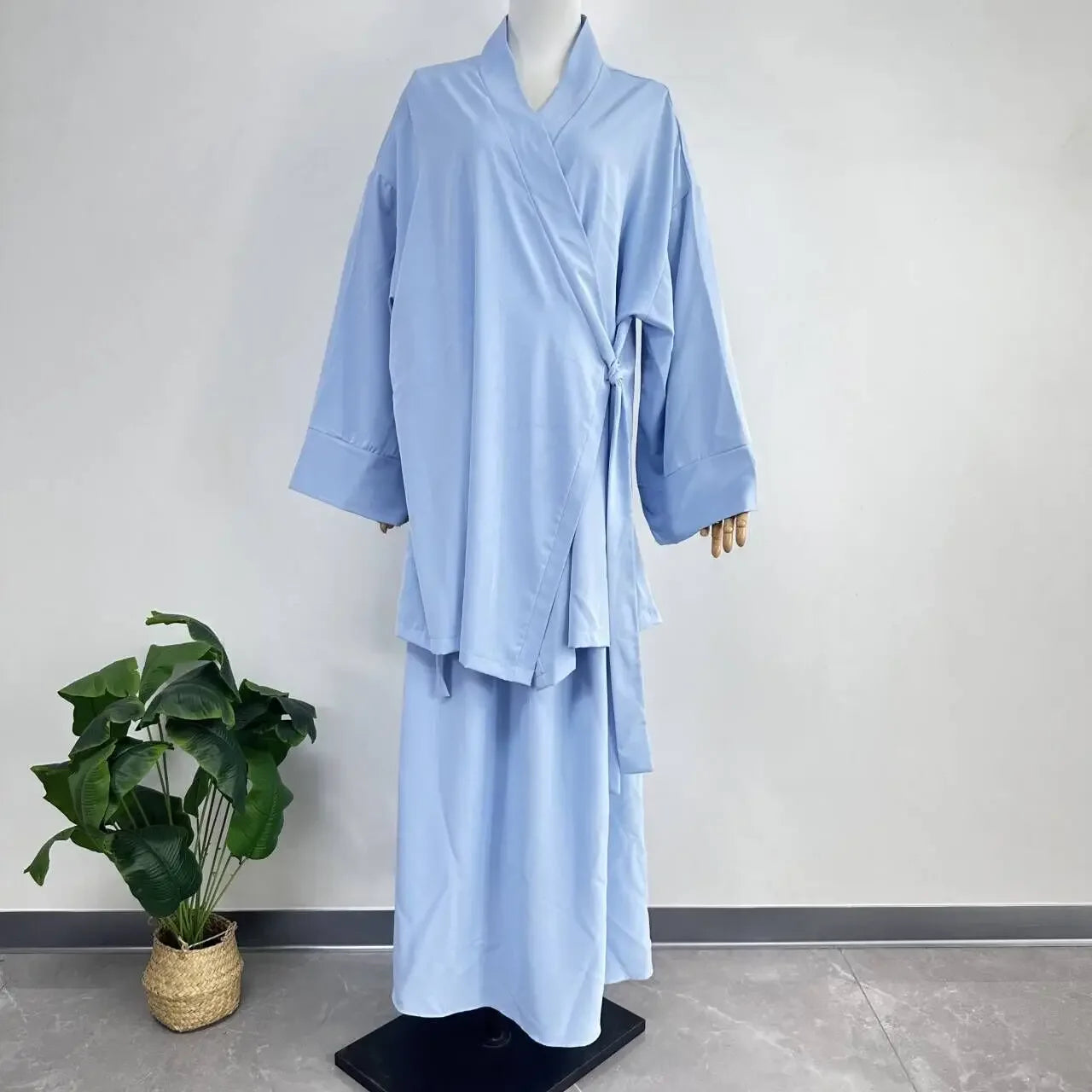 Eid Muslim Suit Modest Two Piece Women Lace Up Top Skirt Outfits Ramadan Morocco Dubai Abayas Ensemble Islam Arab Jalabiya 2025