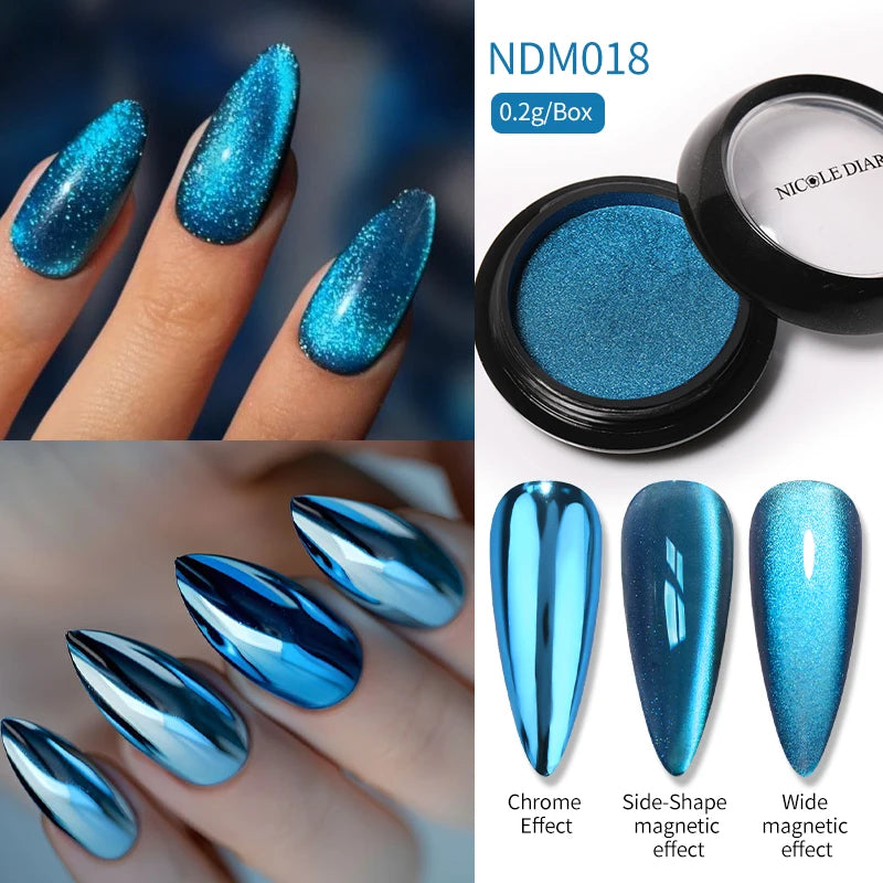 Water Light Purple Cat Magnetic Nail Powder Glitter Cat Magnet Effect Metallic Nail Pigment Dust Nail Art Supplies Decoration