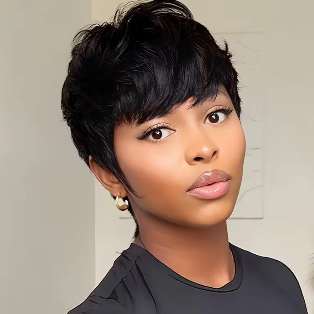 Natural Look Short Pixie Cut Human Hair Wig