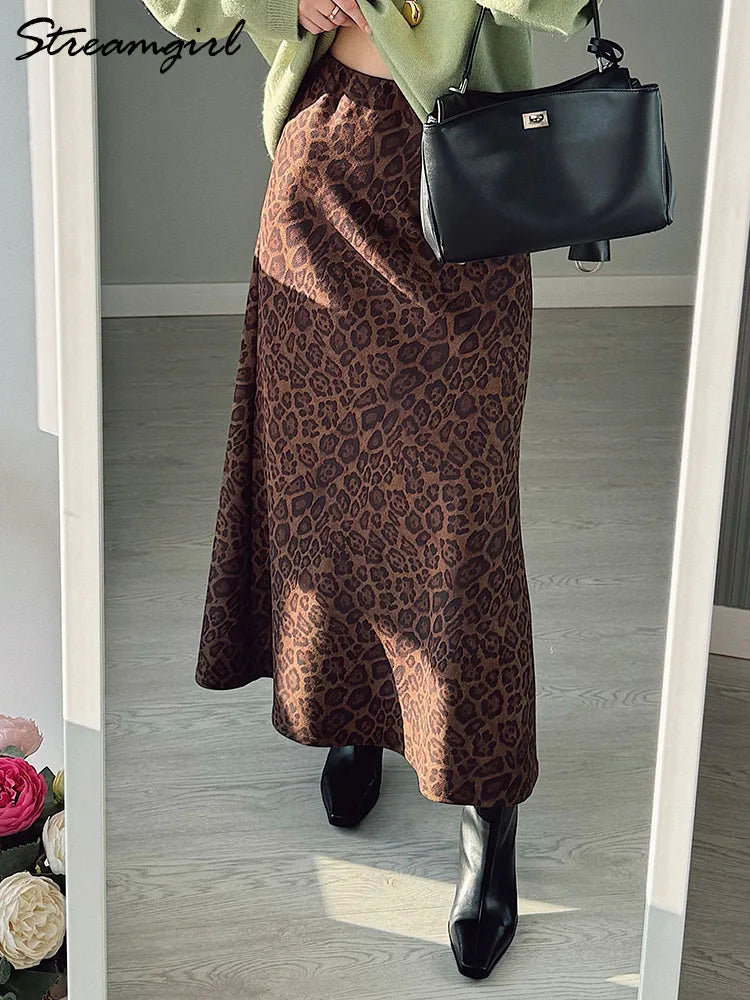 Leopard Print Suede Skirt