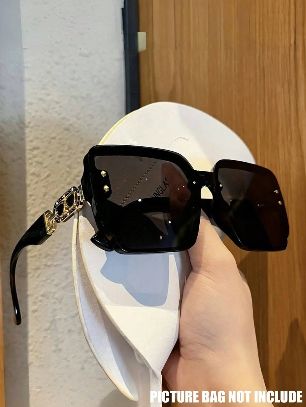 Crystal Encrusted Square Frame Sunglasses