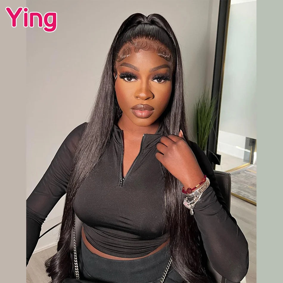 Ying Bone Straight Peruvian Neapolitan Colored Pink Brown 13x6 Lace Frontal Wig