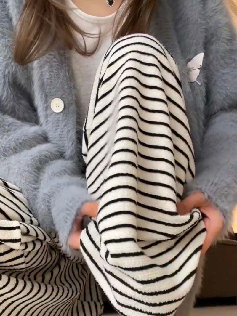 High Waist Striped Straight Leg Pants