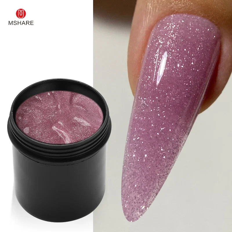 MSHARE 150ml Ice Blue Jelly Gel Builder Nail Extension Gel Tpo Hema Free Gel Nail Construction Cream Medium Shimmer UV Led Gel