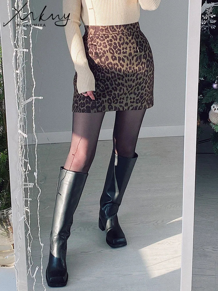 MiuKoMiYa A Line Suede Mini Skirt