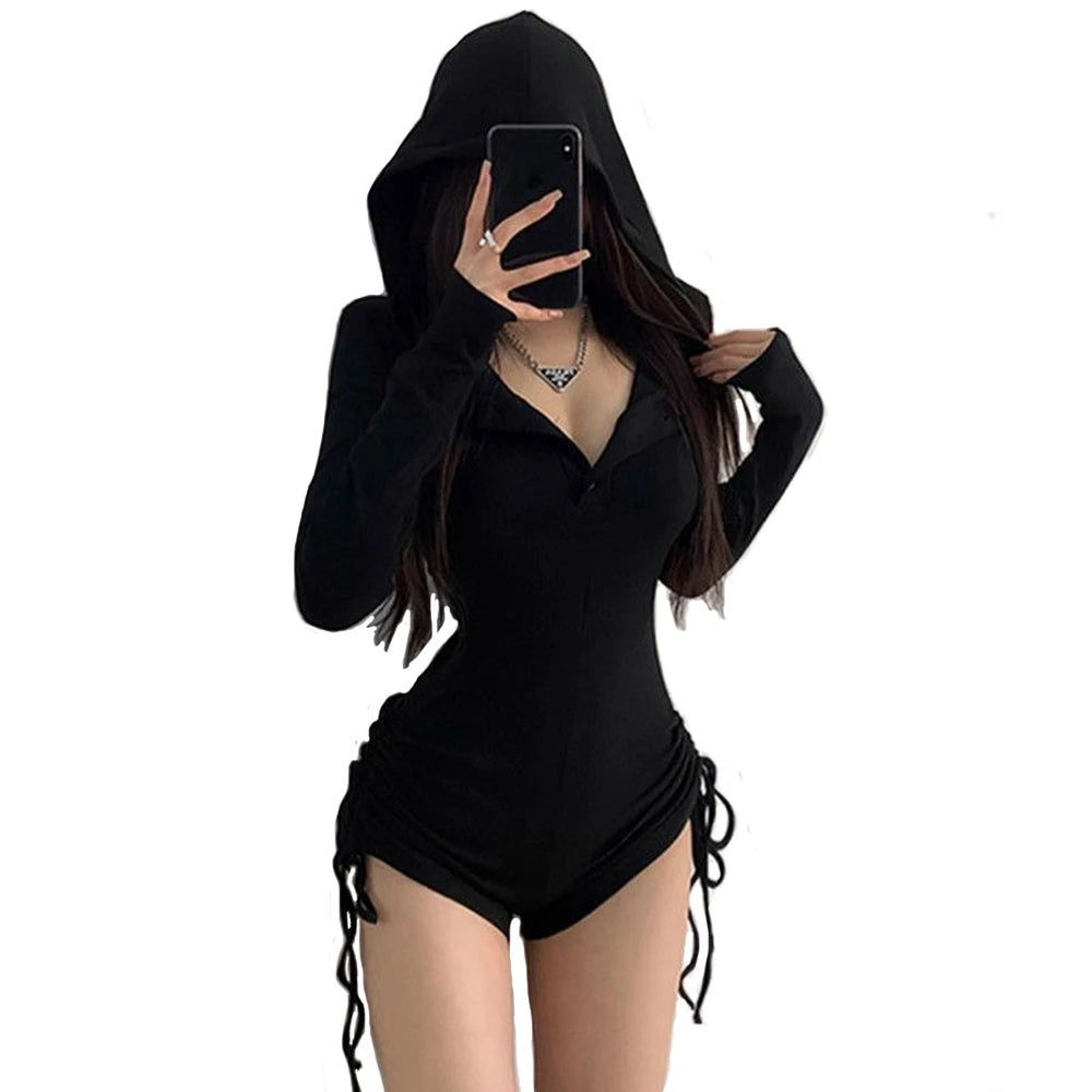 Drawstring Hooded Romper