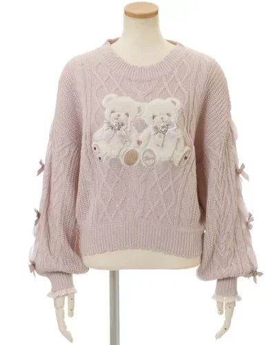 Cartoon Bear Knit Pullover Sweater