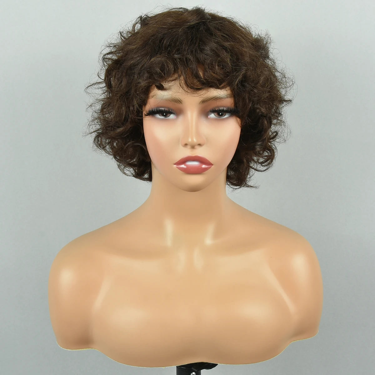 Brown Short Curly Pixie Cut Wig