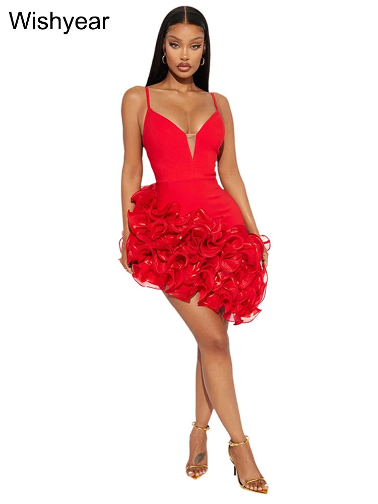 Ruffle Pleated Mini Dress