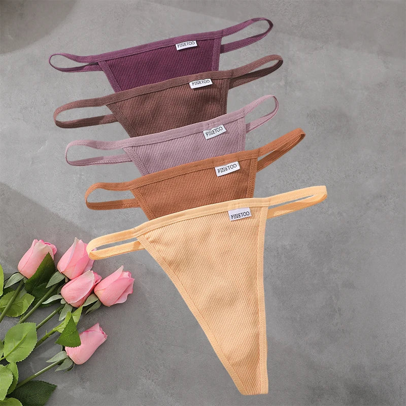 FINETOO 5PCS/Set Sexy G-string S-XL Cotton Girls Panties Women's Pantys Female Underpant Ladies Thong Lingerie Bikini Underwear