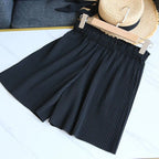 Elastic High Waist Pleated Shorts