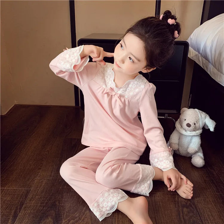 Long Sleeve Lace Detail Sleepwear Set