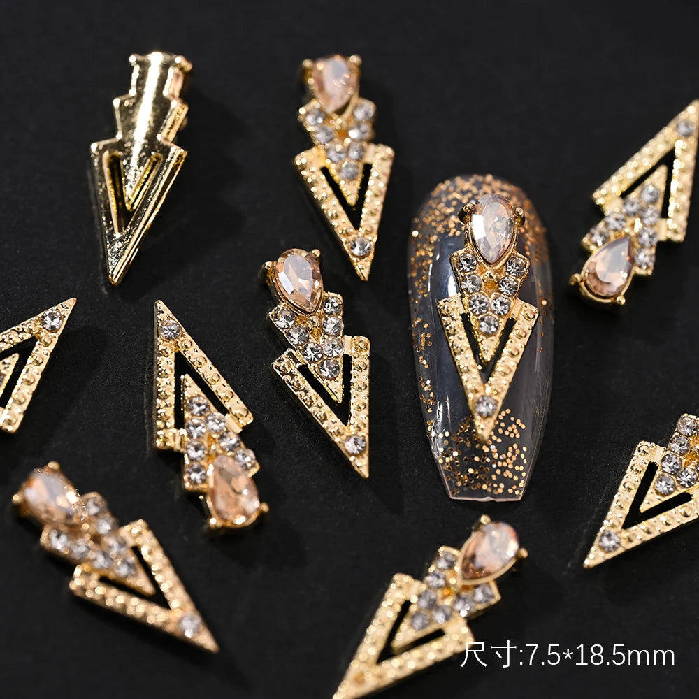 10Pcs Zircon Pendant Luxury Nail Art Charms 3D Gold Metal Nail Crystal Shinying Diamond Flowers/Butterlfy Manicure Accessories