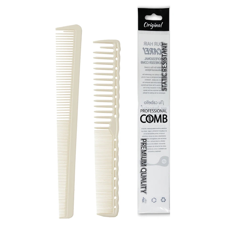 2PCS Set Professional Barbershop Hairdressing Dense Teeth Comb Anti-Static Edge Corner Comb Flat Haircut Styling Trimming Tools