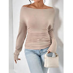 Skew-Neck Long Sleeve T-Shirt