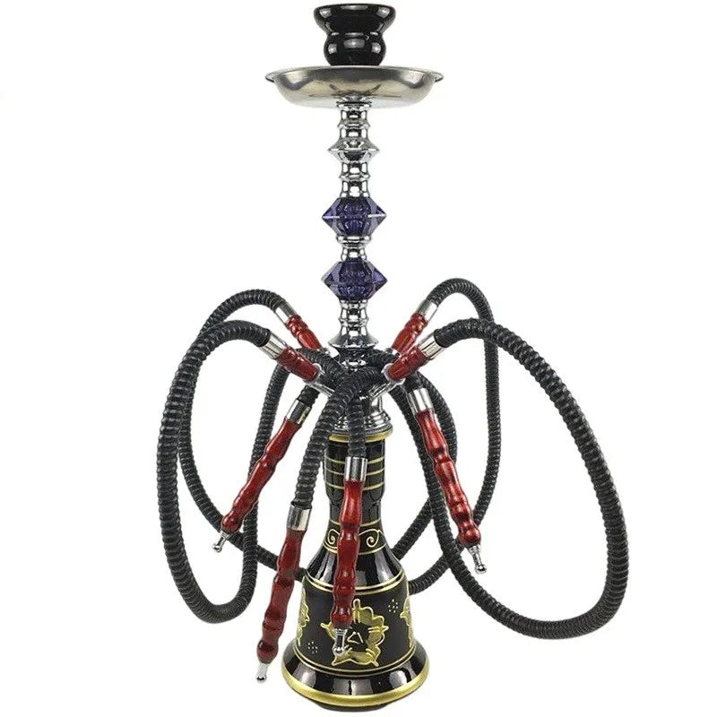 Shisha Full Set 4 Hoses With Ceramic Sheesha Bowl Hookah Metal Charcoal Tongs Chicha Narguile Smoke Accessories