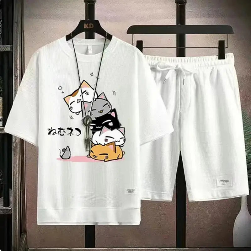 Cat Print Shirt Set