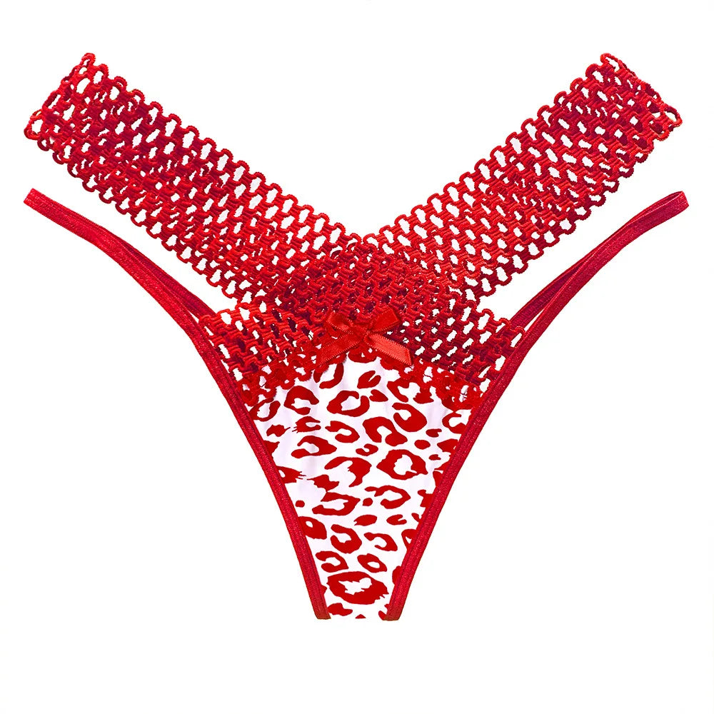 Sexy Leopard Lace Women Panties Seamless Underwear Hollow Out Sensual Lingerie Female Breathable Thongs T-back G-string