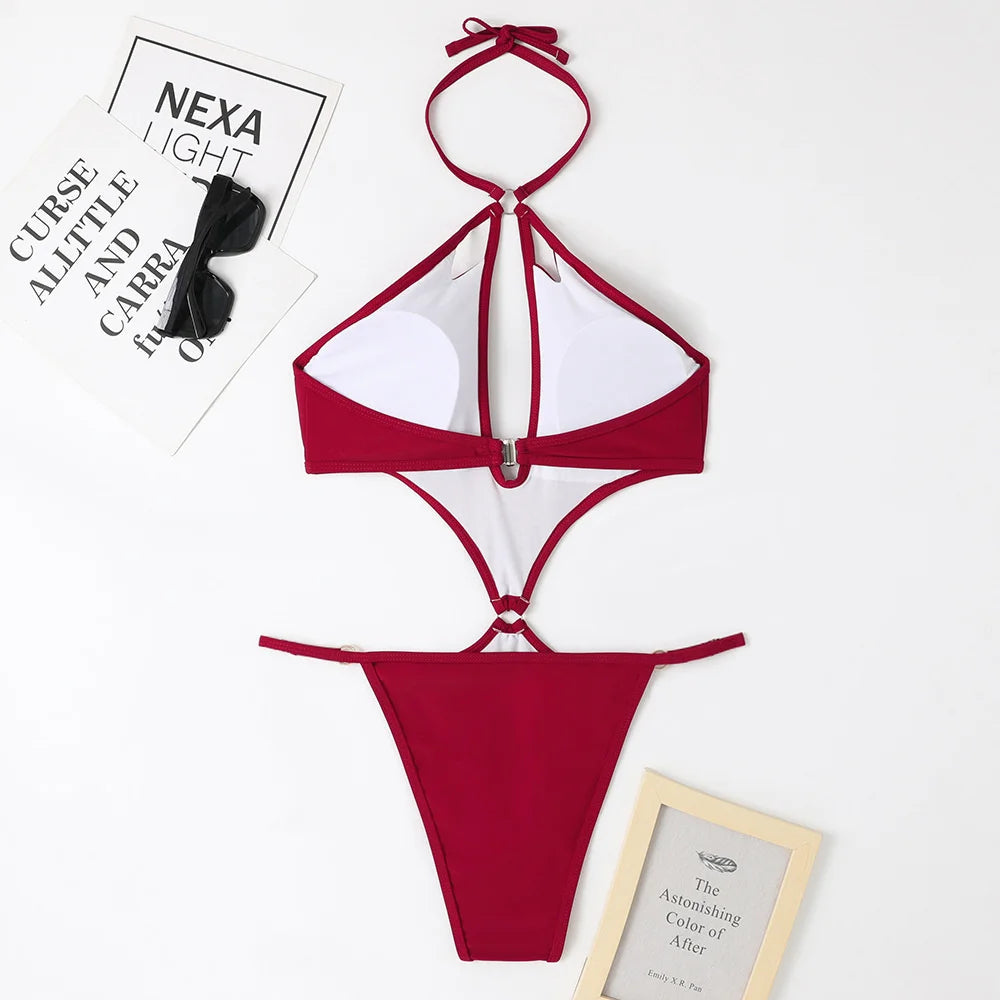 Pearl Chains String Hollow Out Monokini