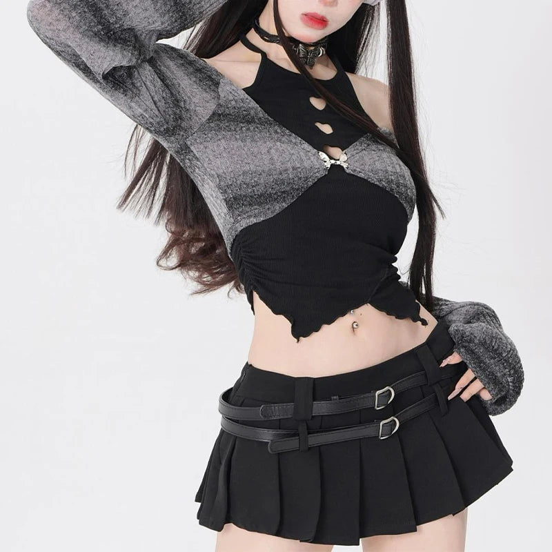 Crop Top + Short Skirt Set