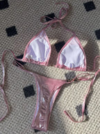 PU Leather Pearls Bikini