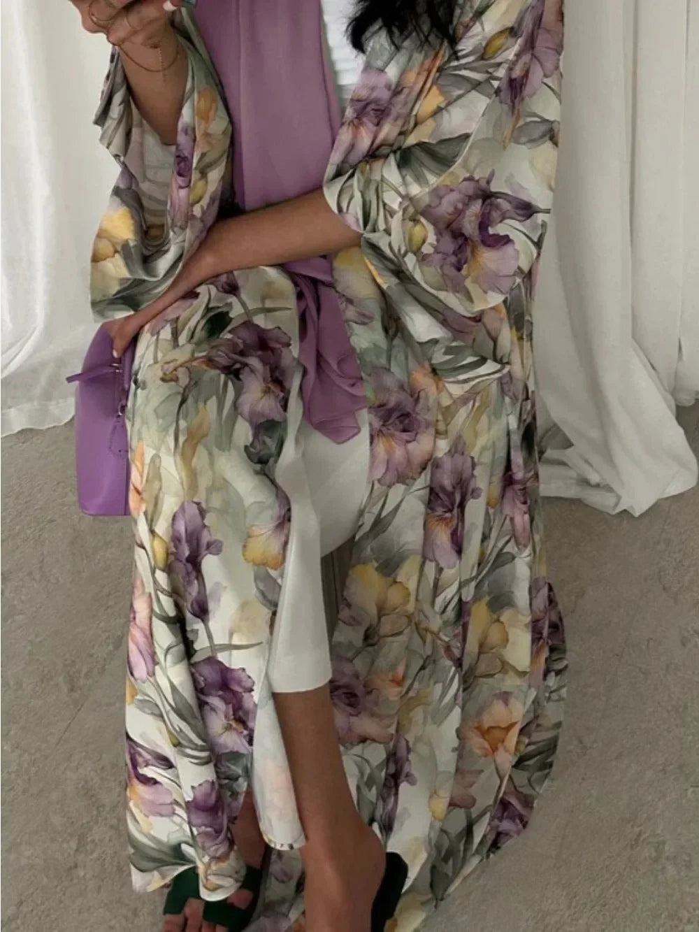Eid Women Abaya Scarf 2 Piece Set Open Dress Print Muslim Jalabiya Ramadan Vestidos Largos Arab Long Robe Morocco Dubai Kaftan
