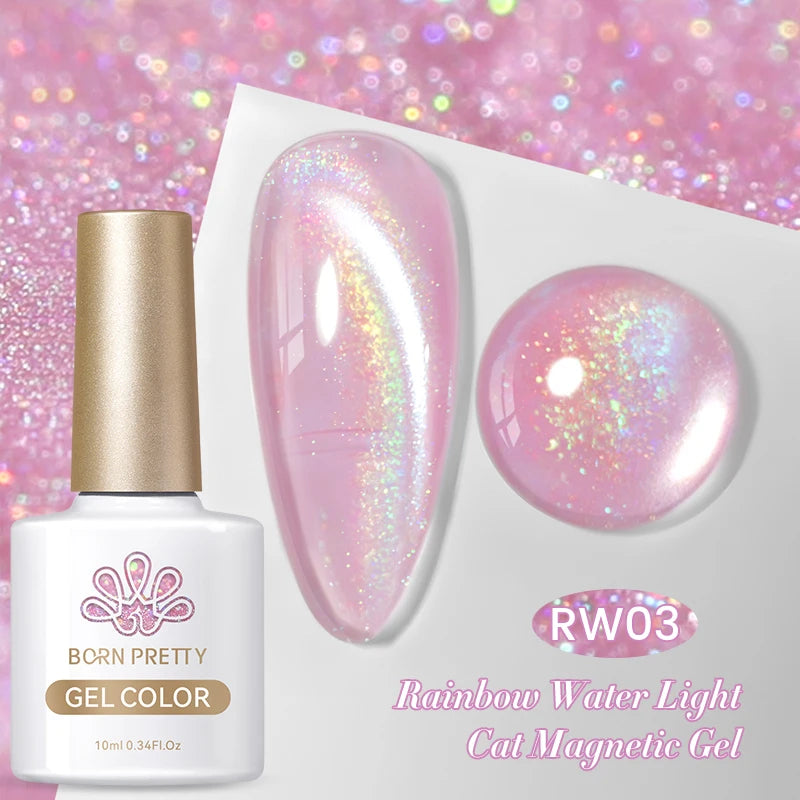 BORN PRETTY 10ml Water Light Cat Magnetic Gel Nail Polish Shining Super Sliver-light Holographics Soak Off UV Gel Varnish