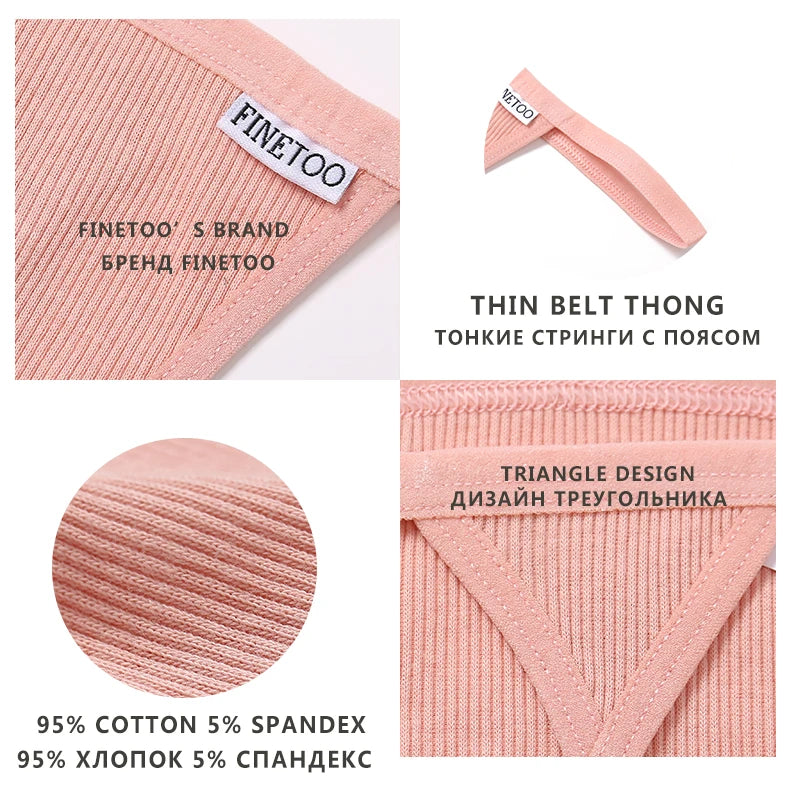 FINETOO 5PCS/Set Sexy G-string S-XL Cotton Girls Panties Women's Pantys Female Underpant Ladies Thong Lingerie Bikini Underwear