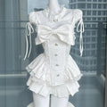 Lace Patchwork Bow Top + Mini Cake Skirt
