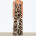 Zebra Print Spaghetti Strap Maxi Top Pants Jumpsuit