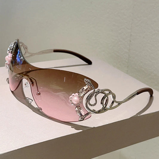 KAMMPT Rimless Sunglasses with Rhinestones