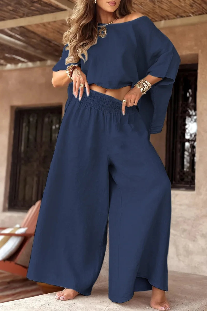 Oversize Loose Top Wide-leg Pants Set