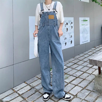 レディースビンテージデニムジャンプスーツ 2026年春夏新作 カジュアル ルーズ オーバーオール 女性用ストレートパンツ サスペンダージーンズ
