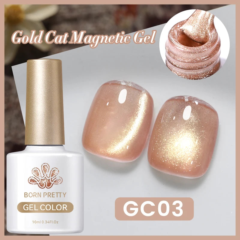 BORN PRETTY 10ml Water Light Cat Magnetic Gel Nail Polish Shining Super Sliver-light Holographics Soak Off UV Gel Varnish
