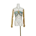 Handmade Turquoise Lavender Multi Stone Bead Body Chain Bralette