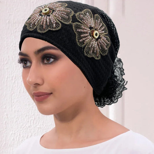 Muslim Under Scarf Hat Cancer Chemo Hats Turbante mujer Embroidery Turban Cap for Women Summer Breathable Head Wraps Bonnet