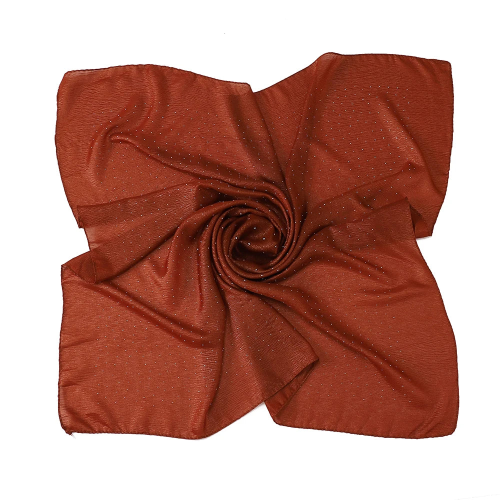 New Muslim Chiffon Square Hijab Premium Rhinestone Scarf Malaysia Shawl Plain Muslim Wraps Soft Turban Headband Shawl Supplier