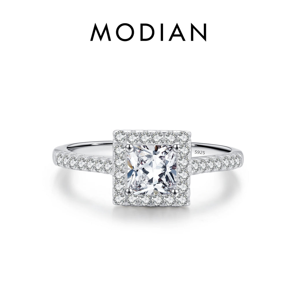 925 Sterling Silver Classic Geometric Round Oval Shape Zirconia Ring